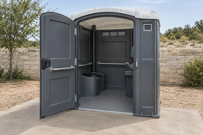 Wider portable restroom cabin