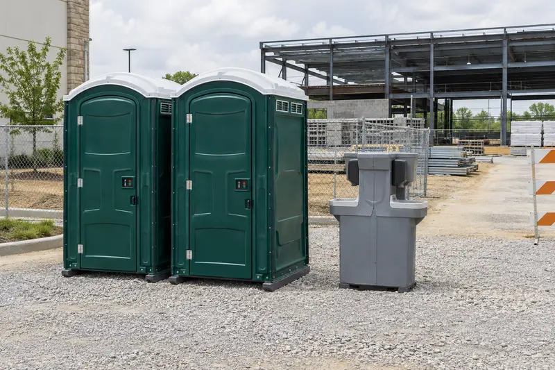Temporary toilets at an illustrative worksite