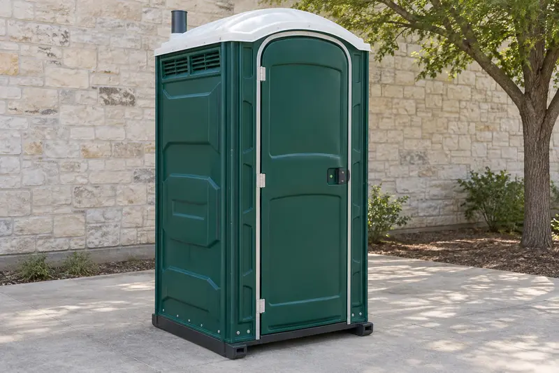 Green self-contained portable toilet